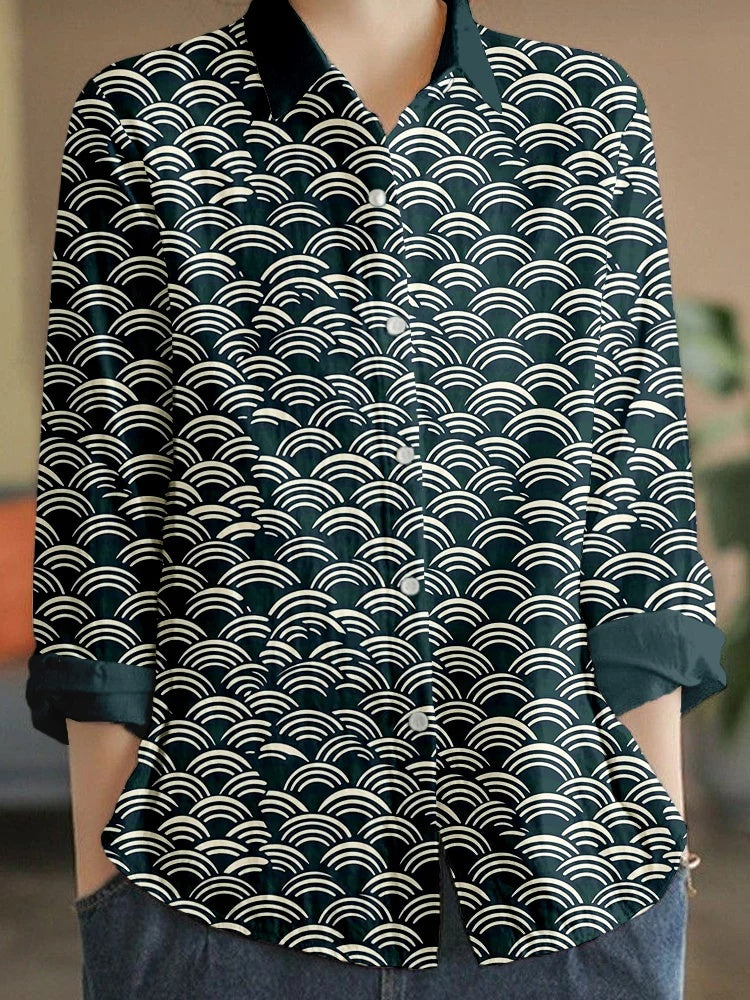Langarmshirt mit 3D-Effekt-Muster | LuxeStyle