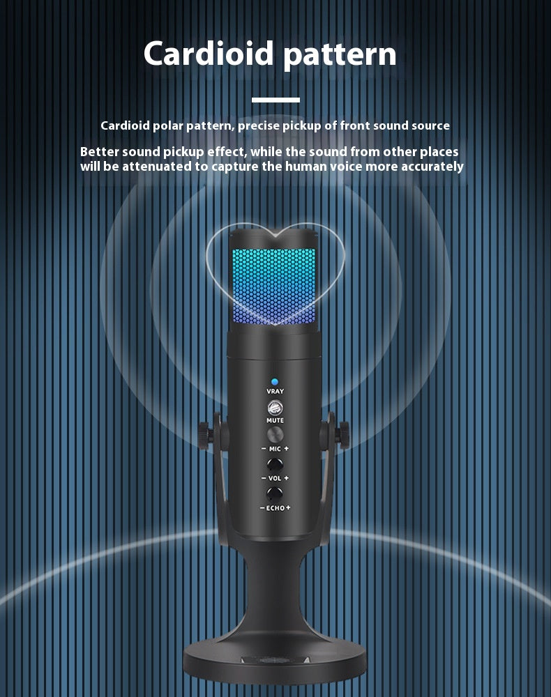 RGB USB Kondensator-Mikrofon mit Stimmungslicht