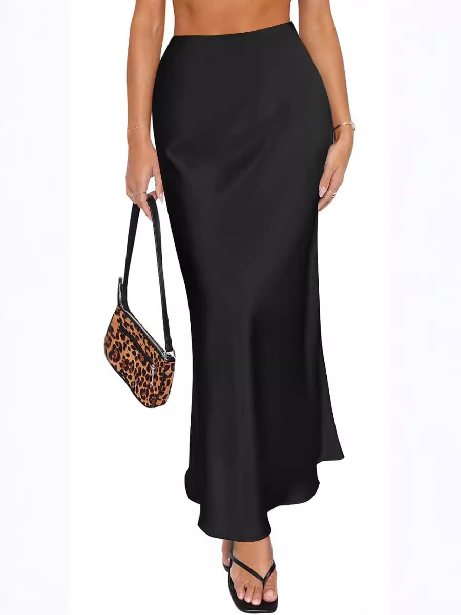 Eleganter Satin-Fishtail-Rock mit hoher Taille – Ansicht 2