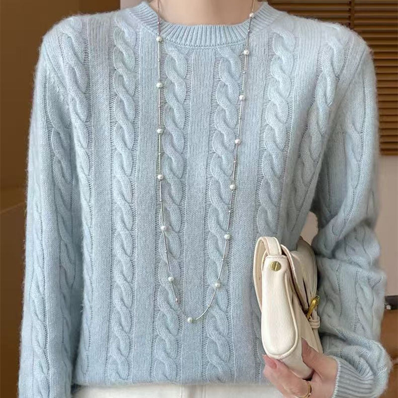 Kuscheliger Merino-Pullover mit Zopfmuster