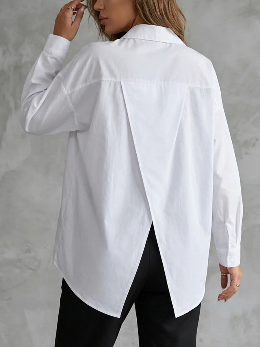 Langarm-Shirt mit Schlitz – Baumwoll-Mix