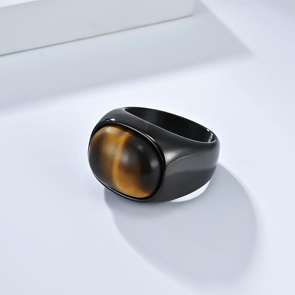 Titanstahl-Ring mit Tigerauge oder Onyx – Bild 10 | LuxeStyle