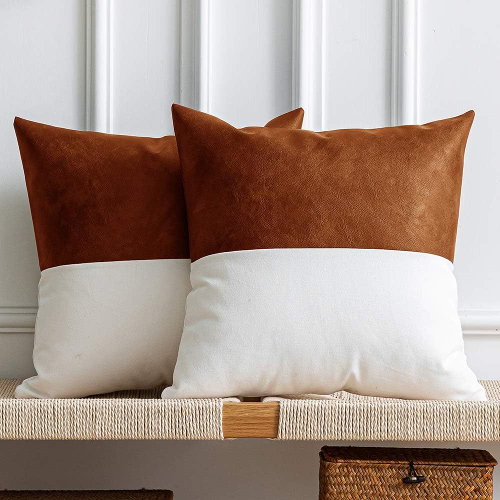Sofa-Kissenbezug aus Baumwolle und PU-Leder – Bild 4 | LuxeStyle
