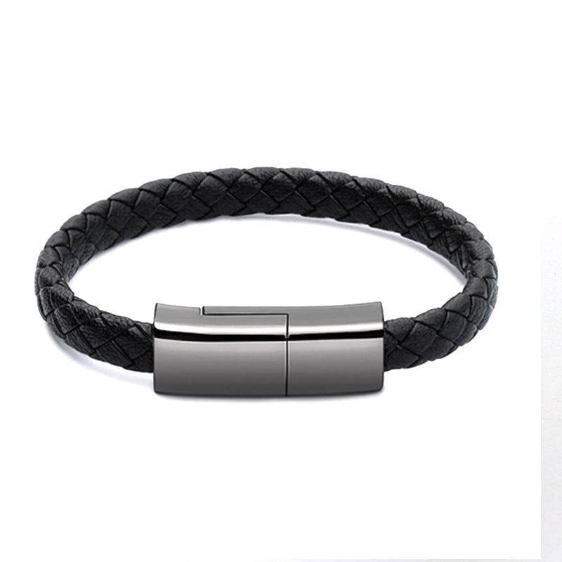Lederarmband mit USB-C-Ladekabel