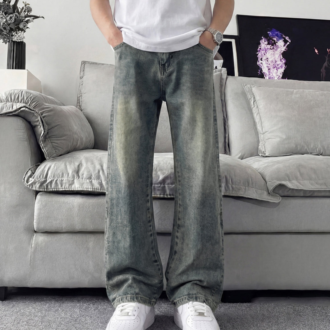 Herren Bootcut Jeans mit schmalem Schnitt