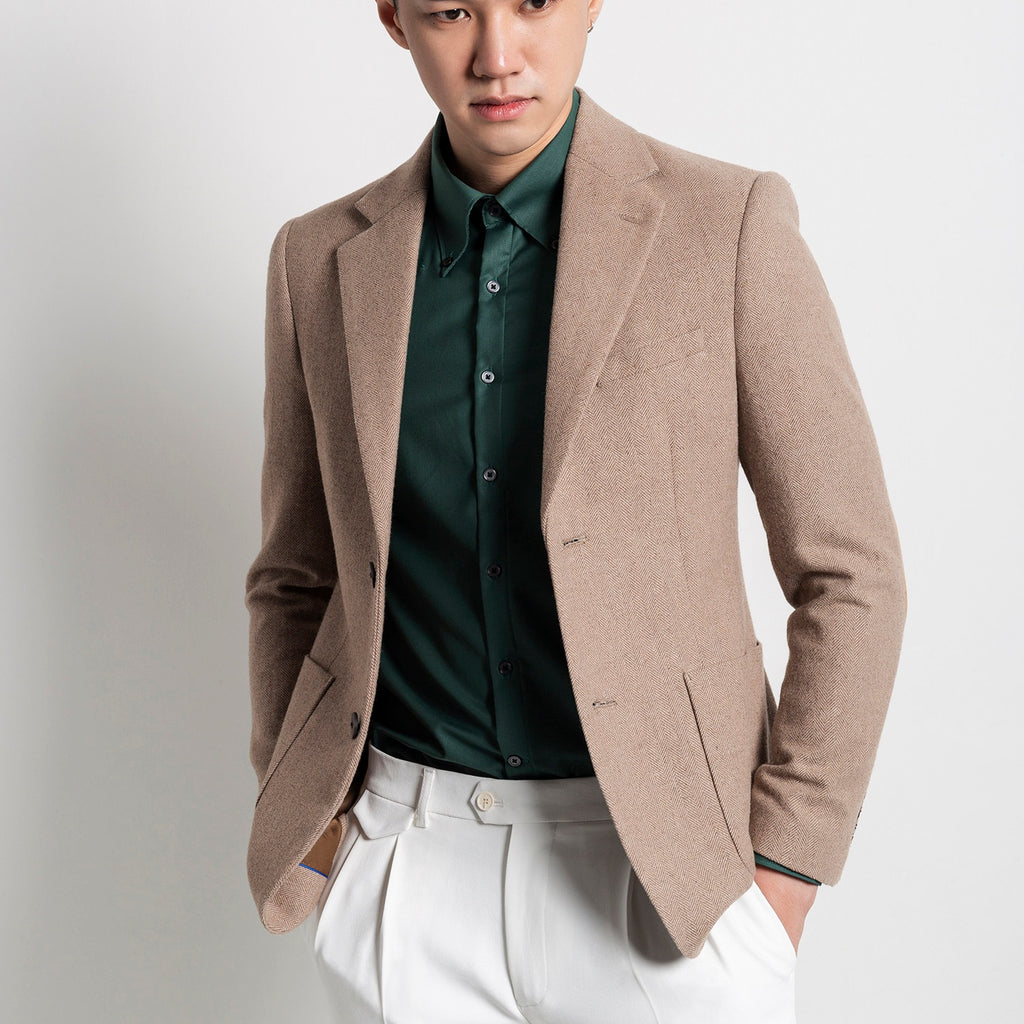 Retro-Anzugjacke Khaki, europäischer Stil
