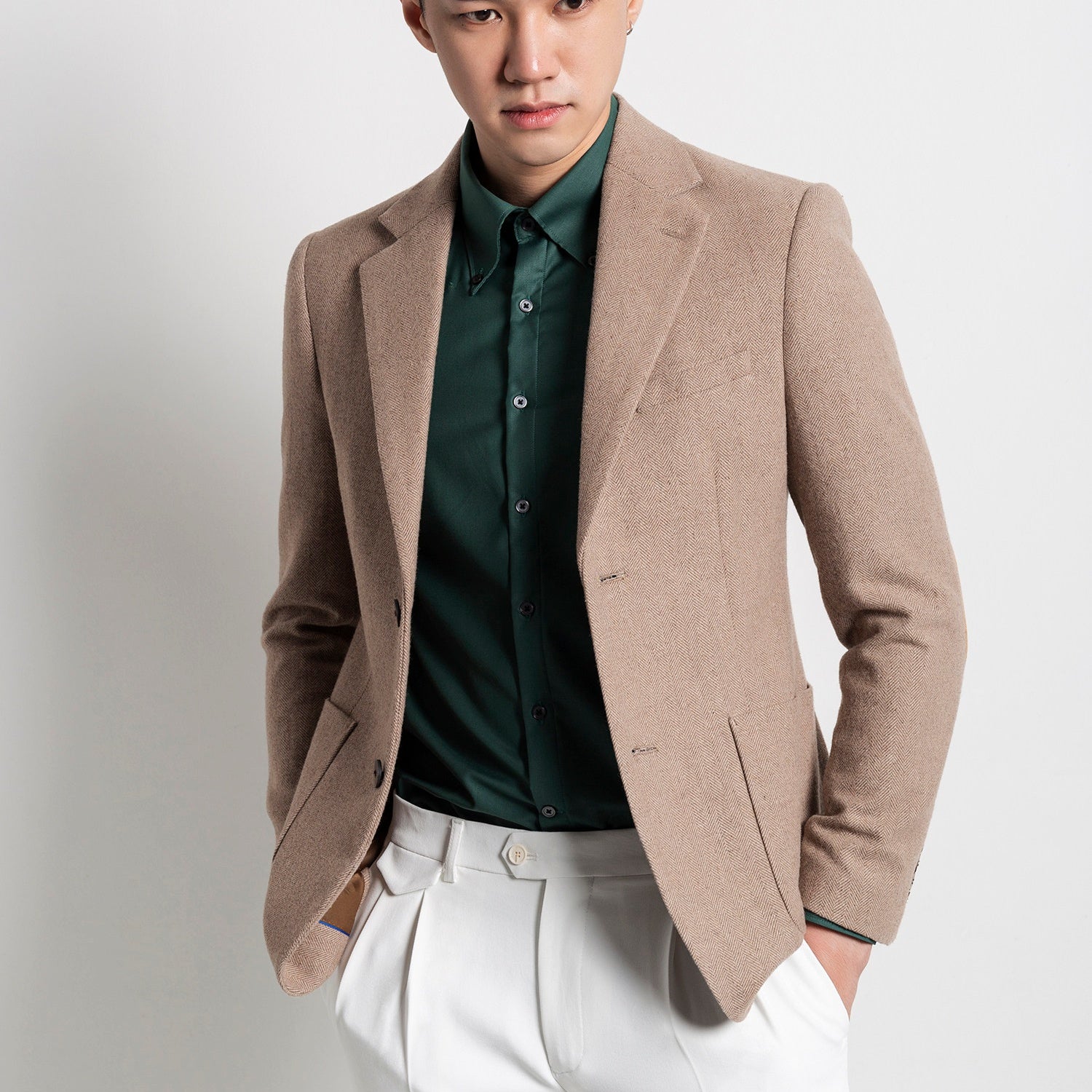 Retro-Anzugjacke Khaki, europäischer Stil