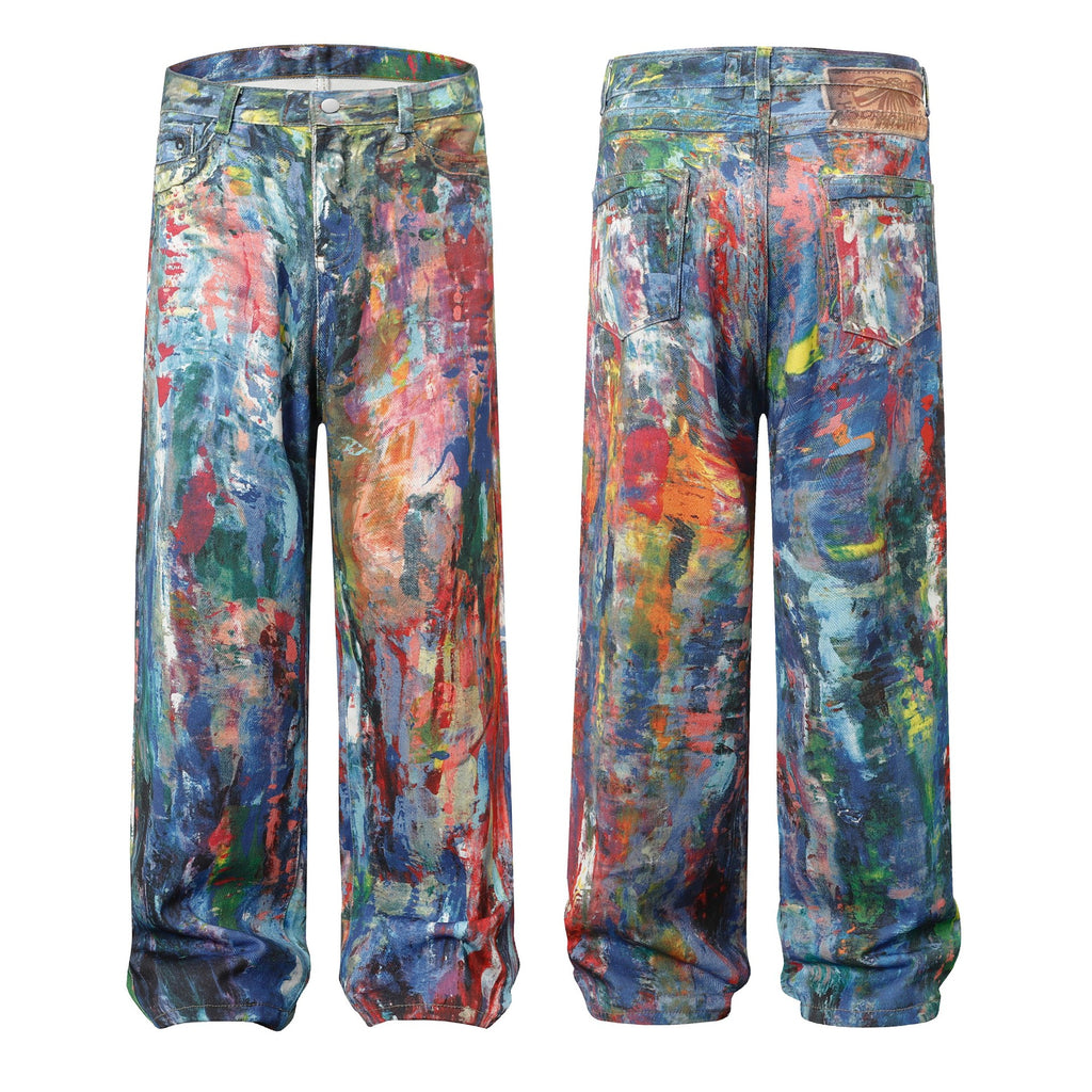 Herrenjeans Retro-Industriedesign Weit geschnitten Frühling