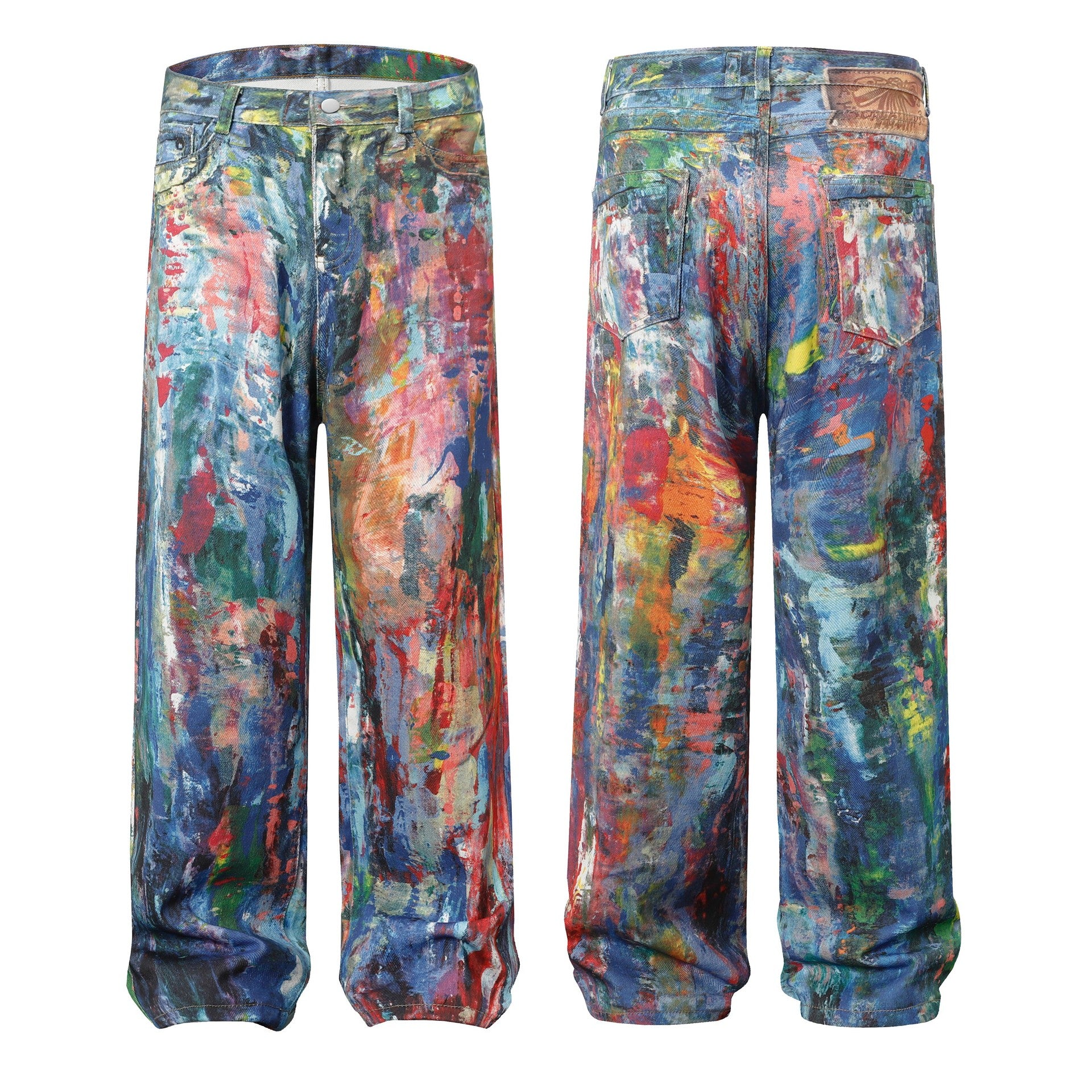 Herrenjeans Retro-Industriedesign Weit geschnitten Frühling