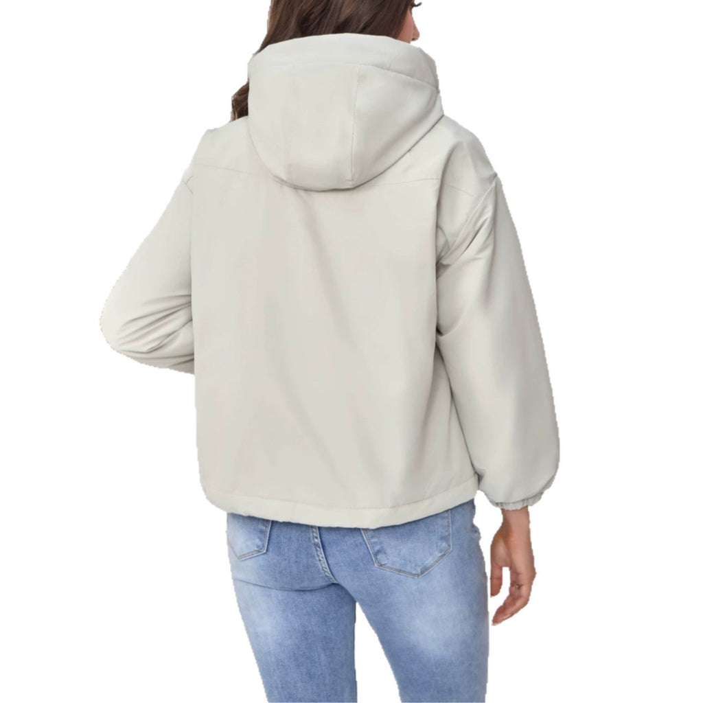 Short Cotton-Padded Mantel mit Kapuze – Bild 3 | LuxeStyle