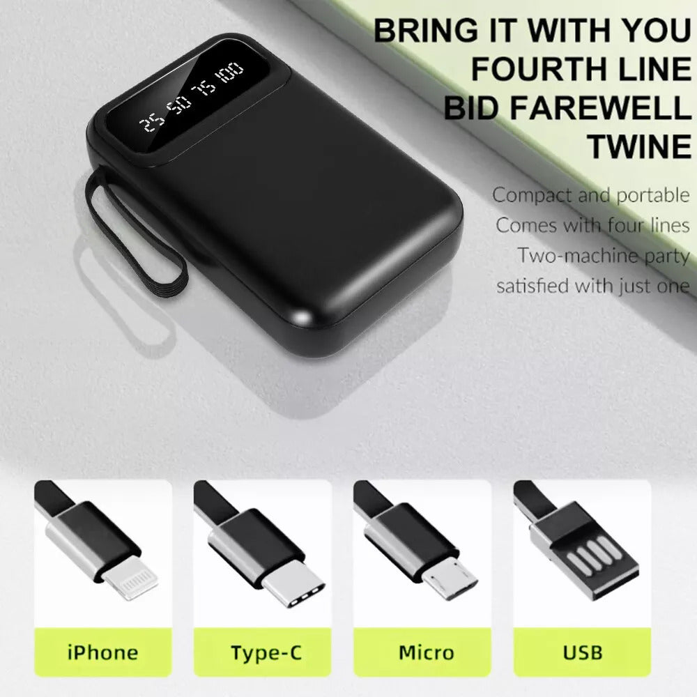 30000mAh Powerbank mit integrierten Kabeln