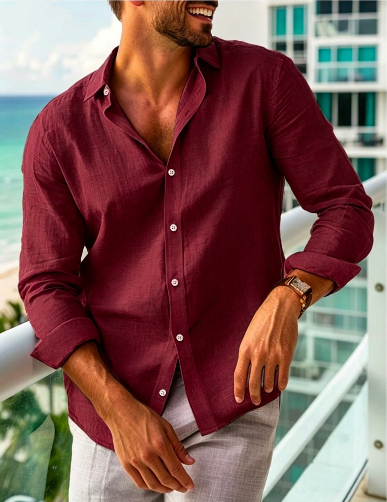 Sommerhemd Langarm Slim Fit