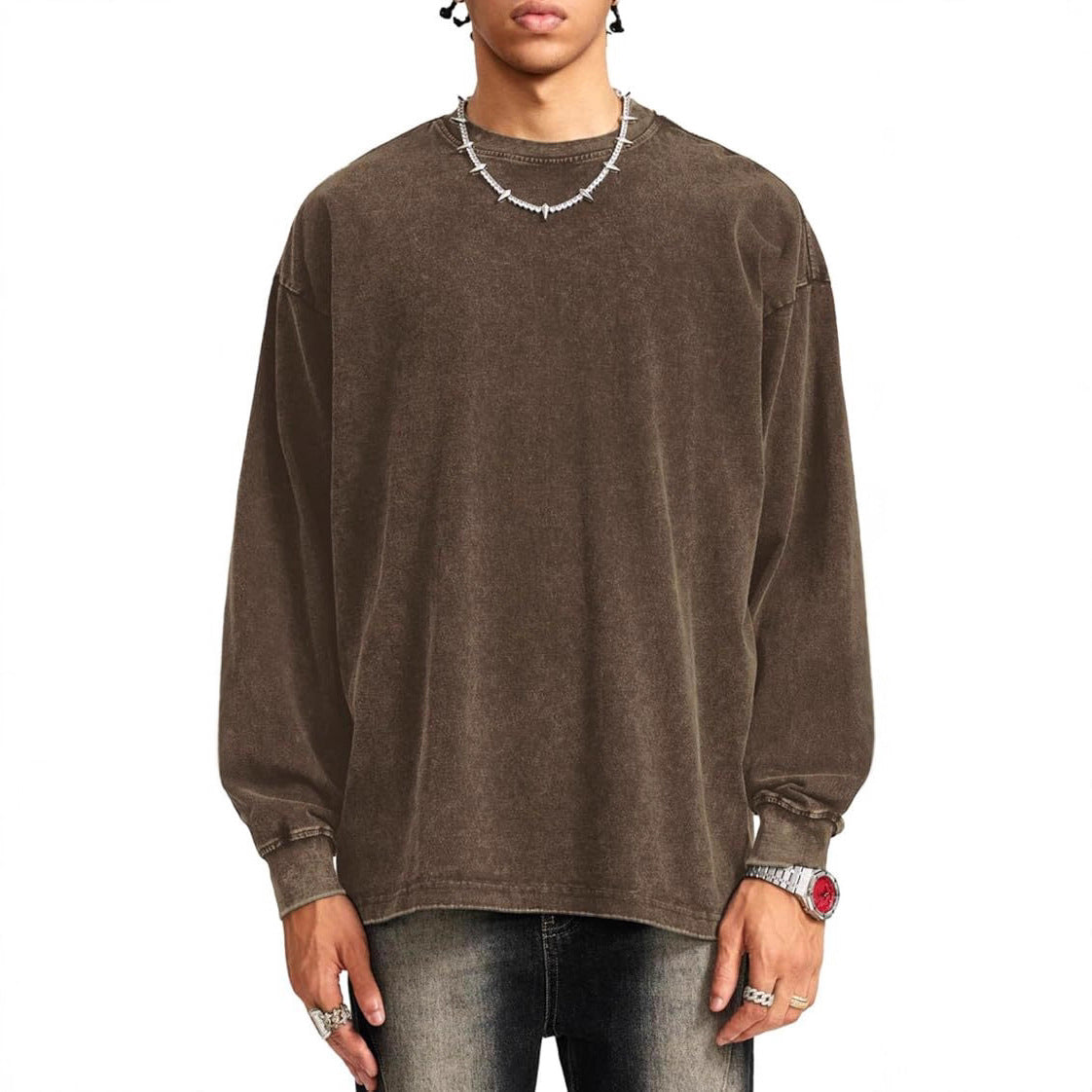 Locker geschnittenes Langarmshirt für Herren – Bild 9 | LuxeStyle