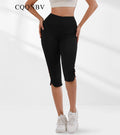 High-Waist Capri Leggings mit Schlitz