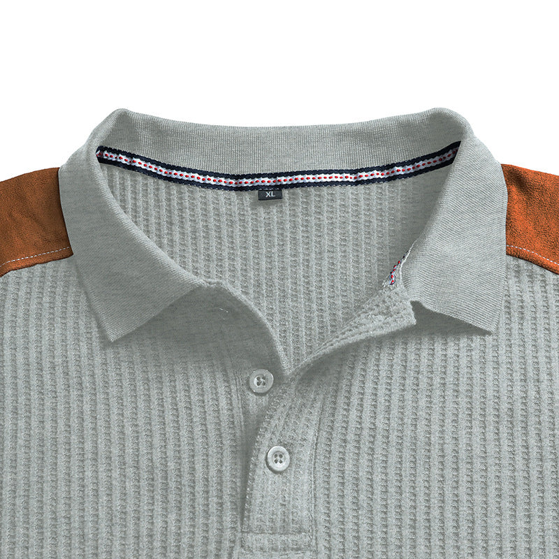 Männliches Langarm-Waffel-Polo-Shirt – Bild 10 | LuxeStyle