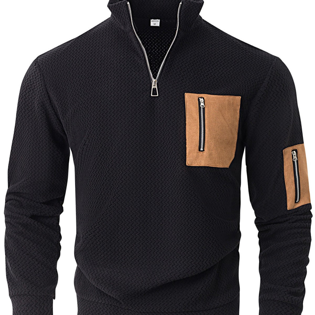 Herren Fleece-Hoodie mit Stehkragen und Reissverschluss – Bild 7 | LuxeStyle