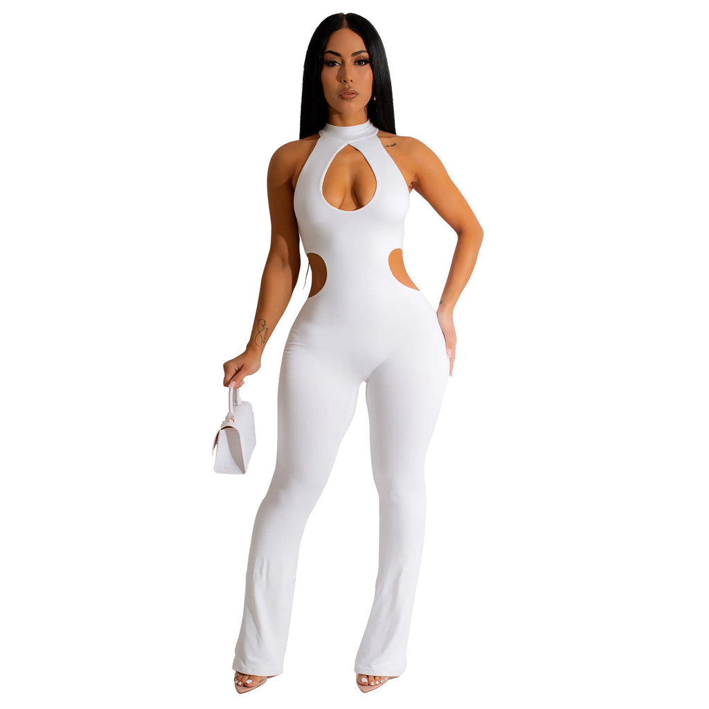 Damen Einfarbig Sexy Halter Jumpsuit
