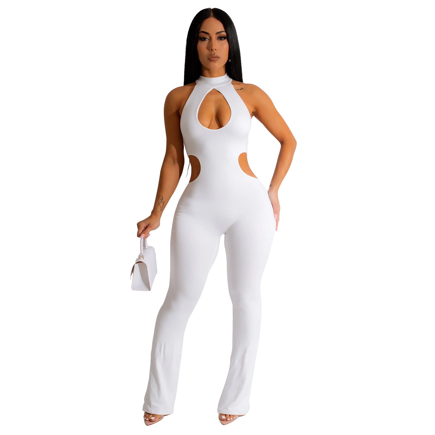 Damen Einfarbig Sexy Halter Jumpsuit