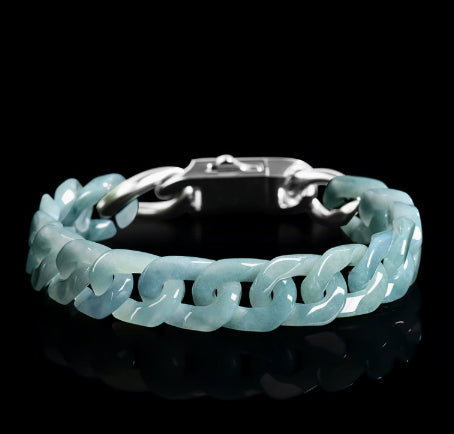 Jadeit-Titan-Armband im Cuban-Stil