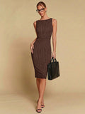 Elegantes gestreiftes Etuikleid mit schmaler Taille – Bild 7 | LuxeStyle