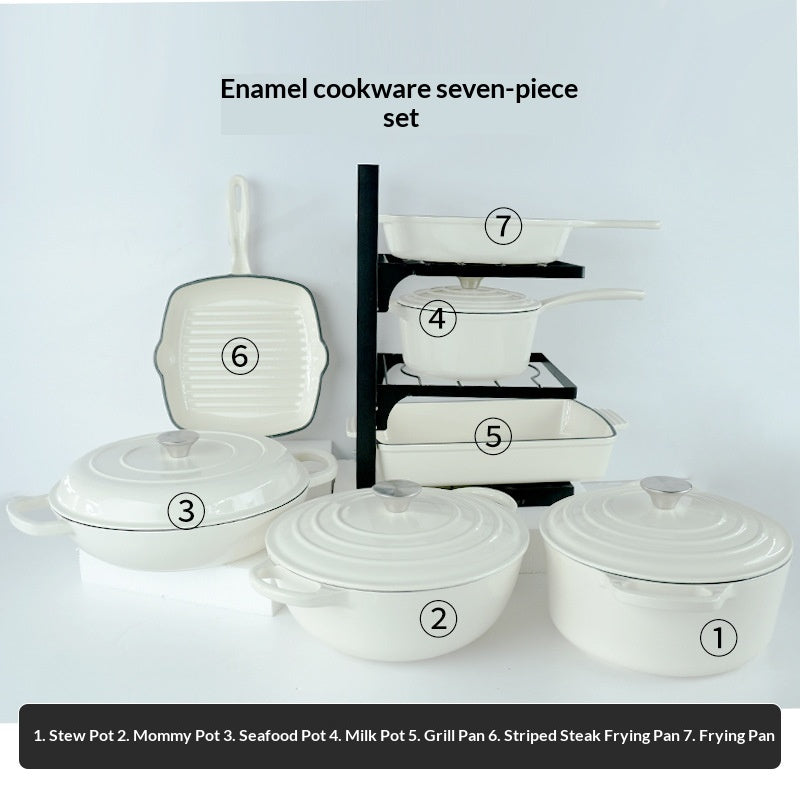 7-teiliges Kochgeschirr-Set aus Gusseisen-Emaille · 7 Stück – Bild 5 | LuxeStyle