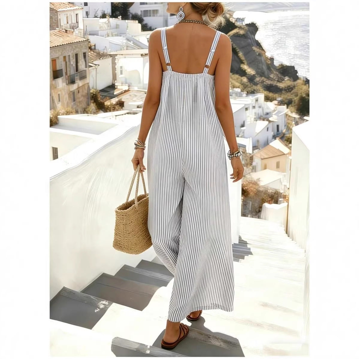 Gestreiftes ärmelloses Damenkleid – Bild 2 | LuxeStyle