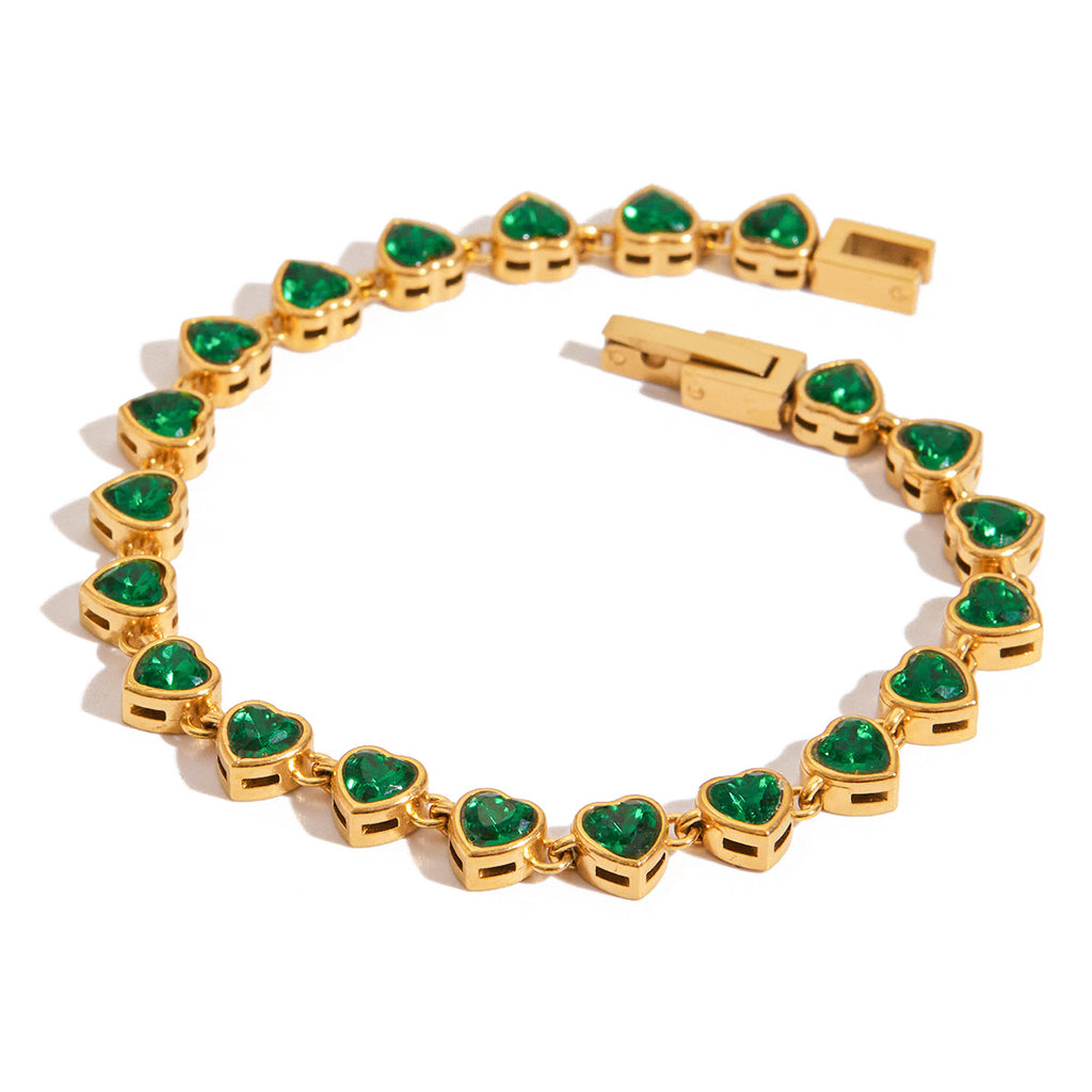 Champagner-Gold Armband mit grünem Herz – Bild 5 | LuxeStyle