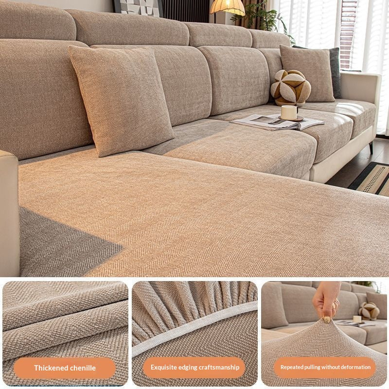 Chenille Sofaüberzug Fischgrat-Muster – Ansicht 6