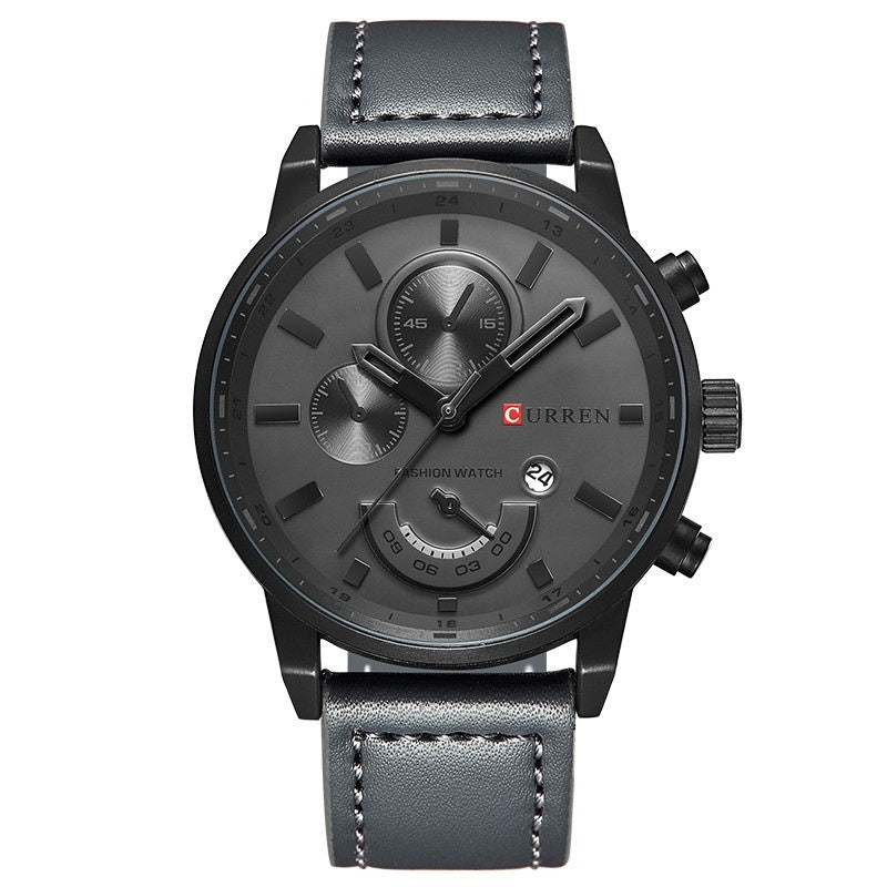 Cairen Wasserdichter Lederarmbandkalender-Quarzuhren Business-Casual H
