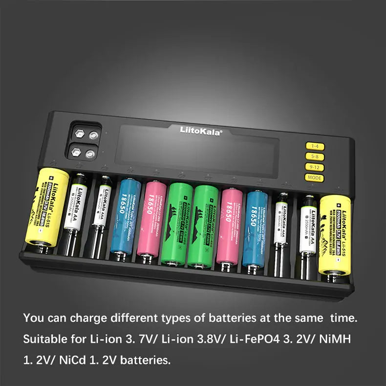 Lii-S12 Universal-Ladegerät mit 12 Schächten