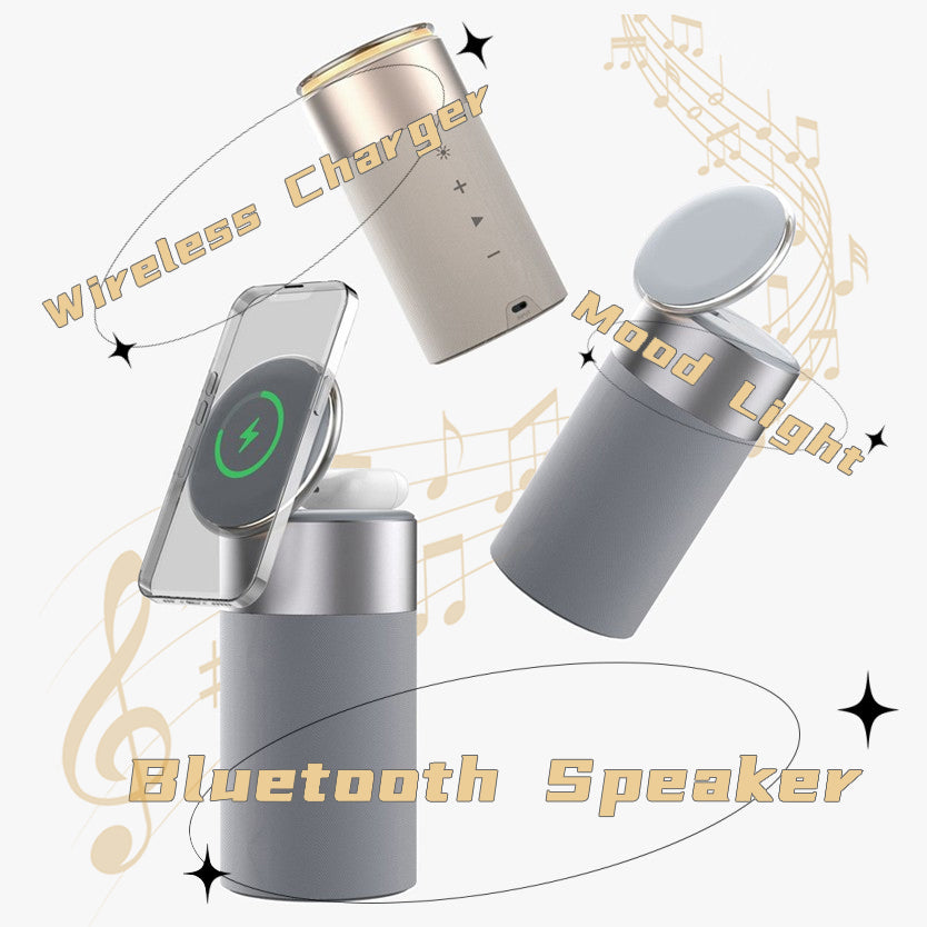 3-in-1 Wireless Charger & Bluetooth Speaker mit Touchlampe