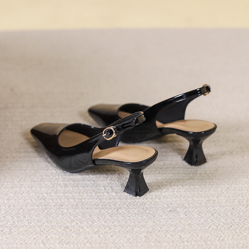 Schwarze französische Sandalen mit Patentleder – Bild 6 | LuxeStyle