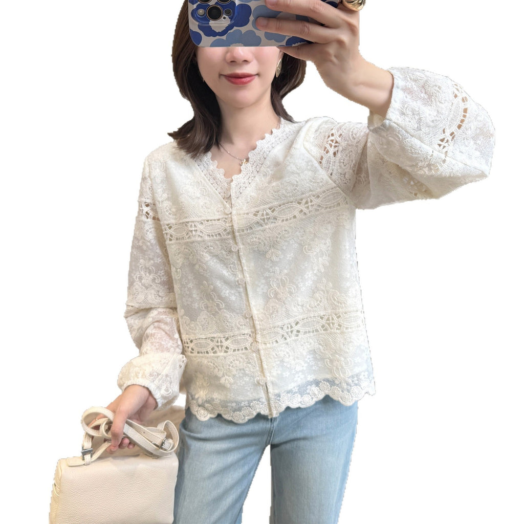 Beige Langarm-Top