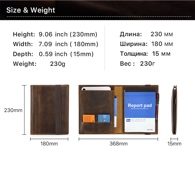 A5 Notizbuch-Schutzhülle aus Crazy Horse Leder – Bild 5 | LuxeStyle