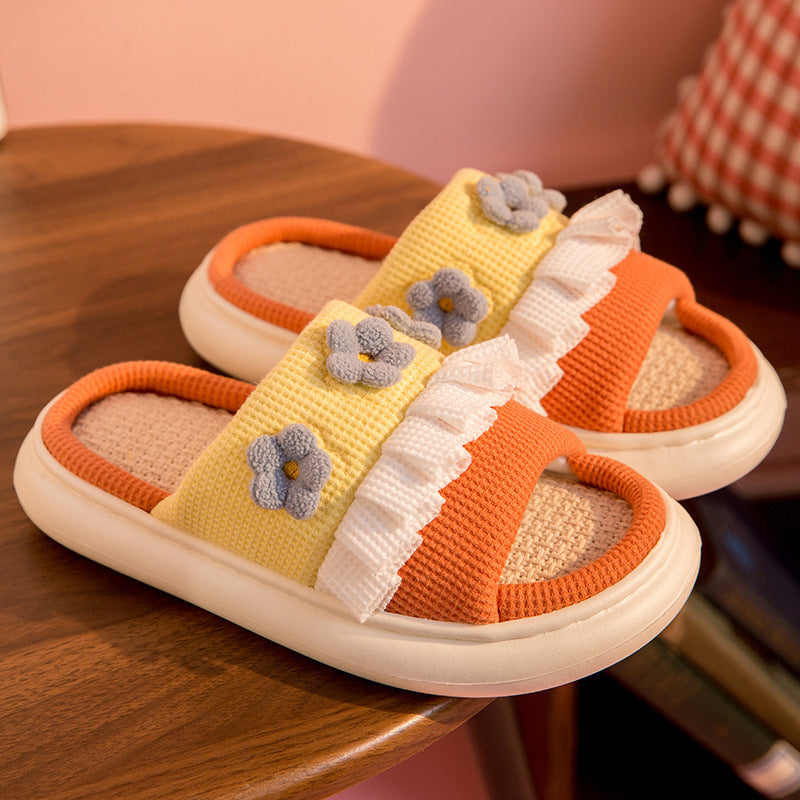 Linen Sandalen für Zuhause – offene Zehen, Bänder – Bild 4 | LuxeStyle