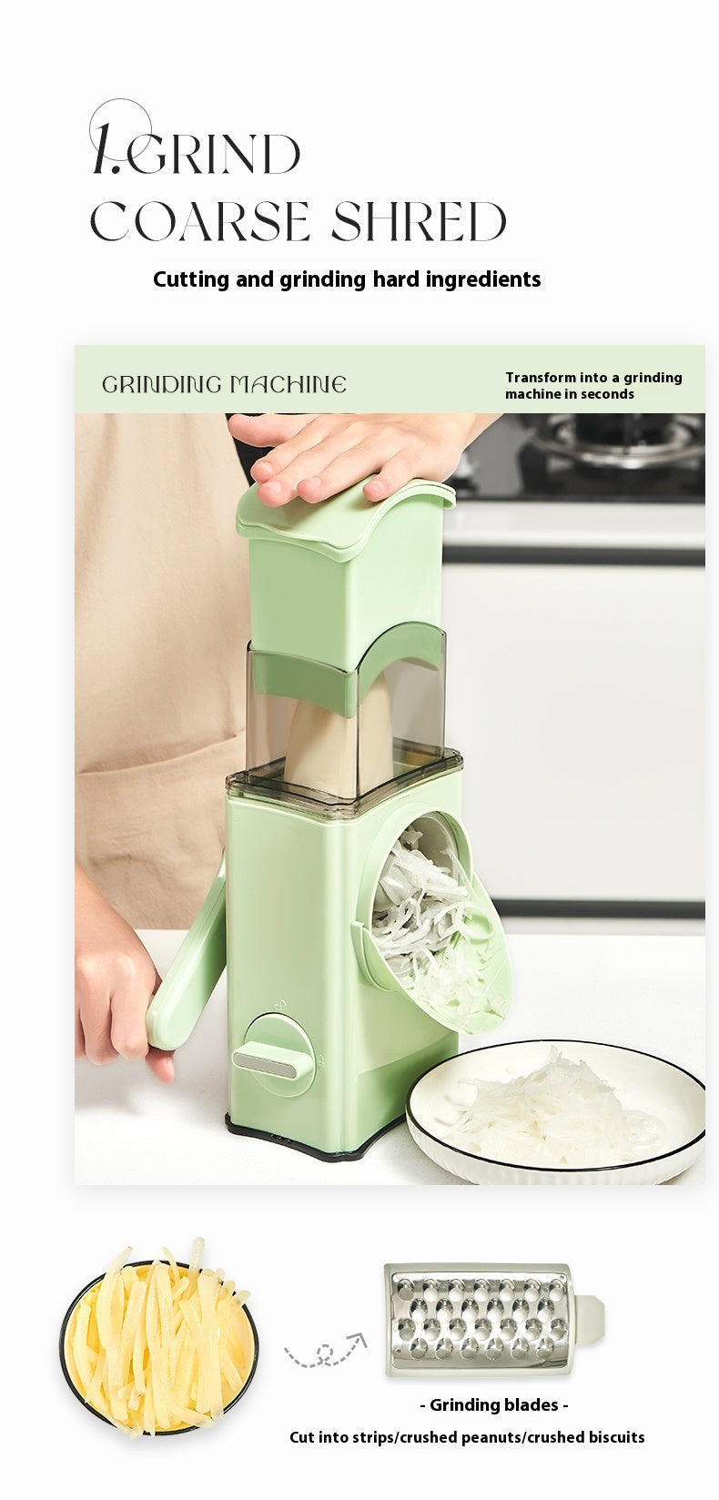 Trommel-Gemüseschneider mit Handschutz