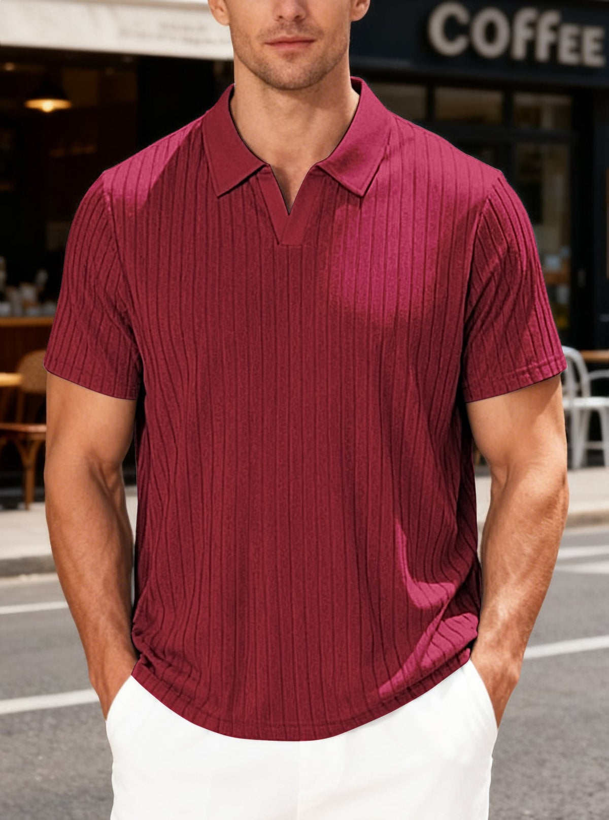 Gestreiftes Jacquard-Freizeithemd für Herren – Bild 4 | LuxeStyle
