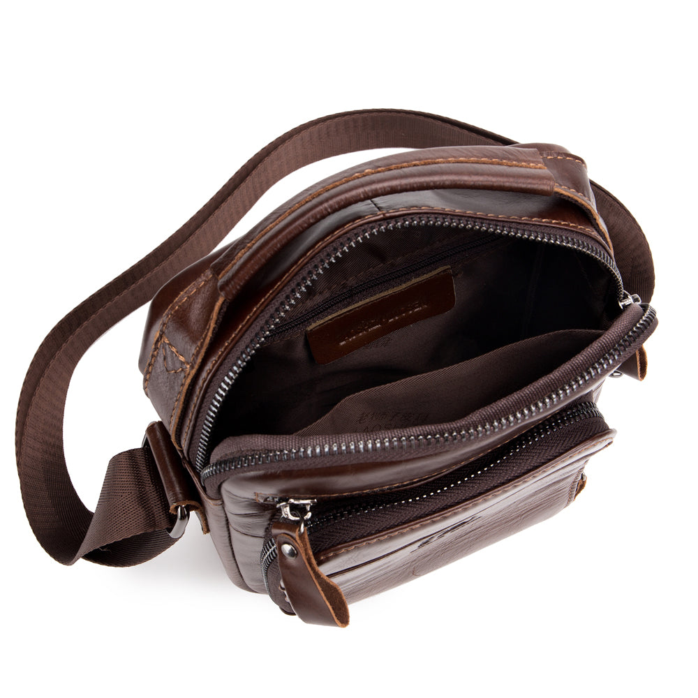 Rindsleder-Männer Einarmiger Diagonalrucksack – Bild 3 | LuxeStyle