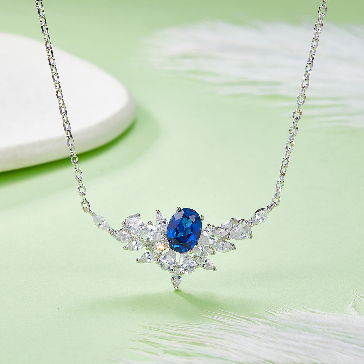 Edelstein-Halskette «Rubin & Saphir» · 925 Silber