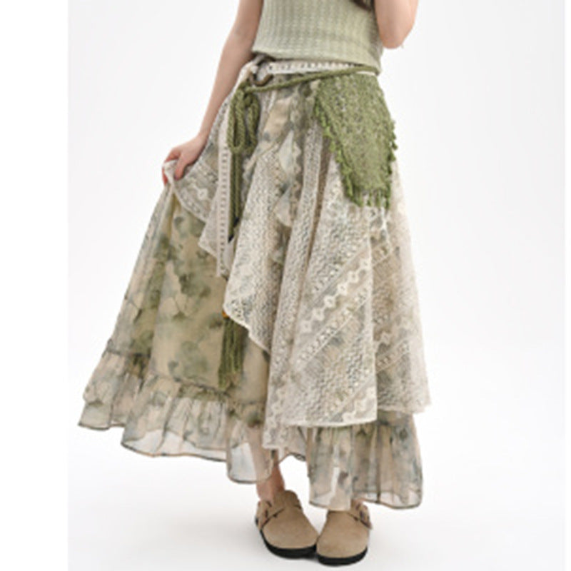 Sommer Tie-Dye-Lace Patchwork Rock
