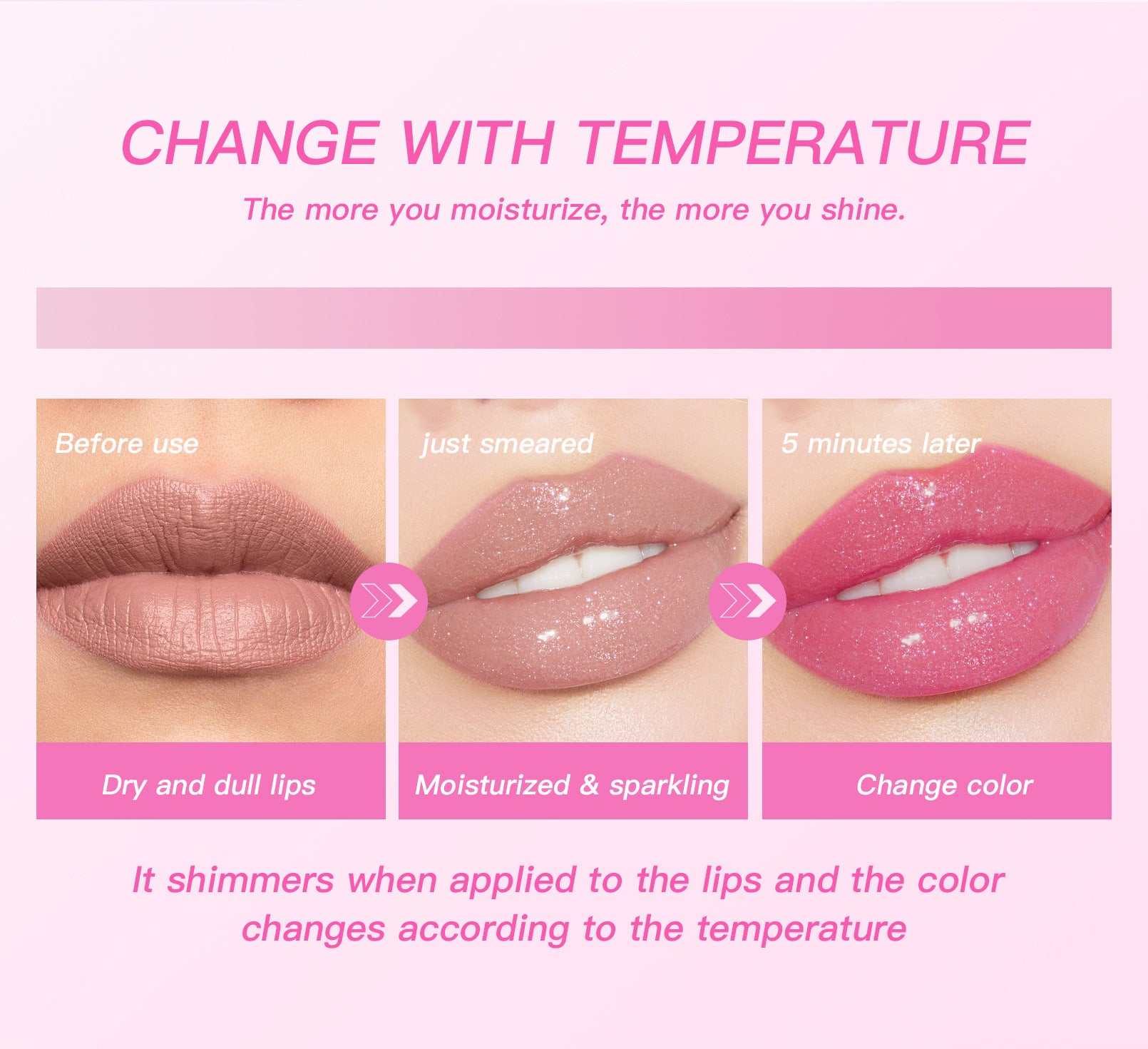 Farbveränderndes Lip Oil mit Glitzer