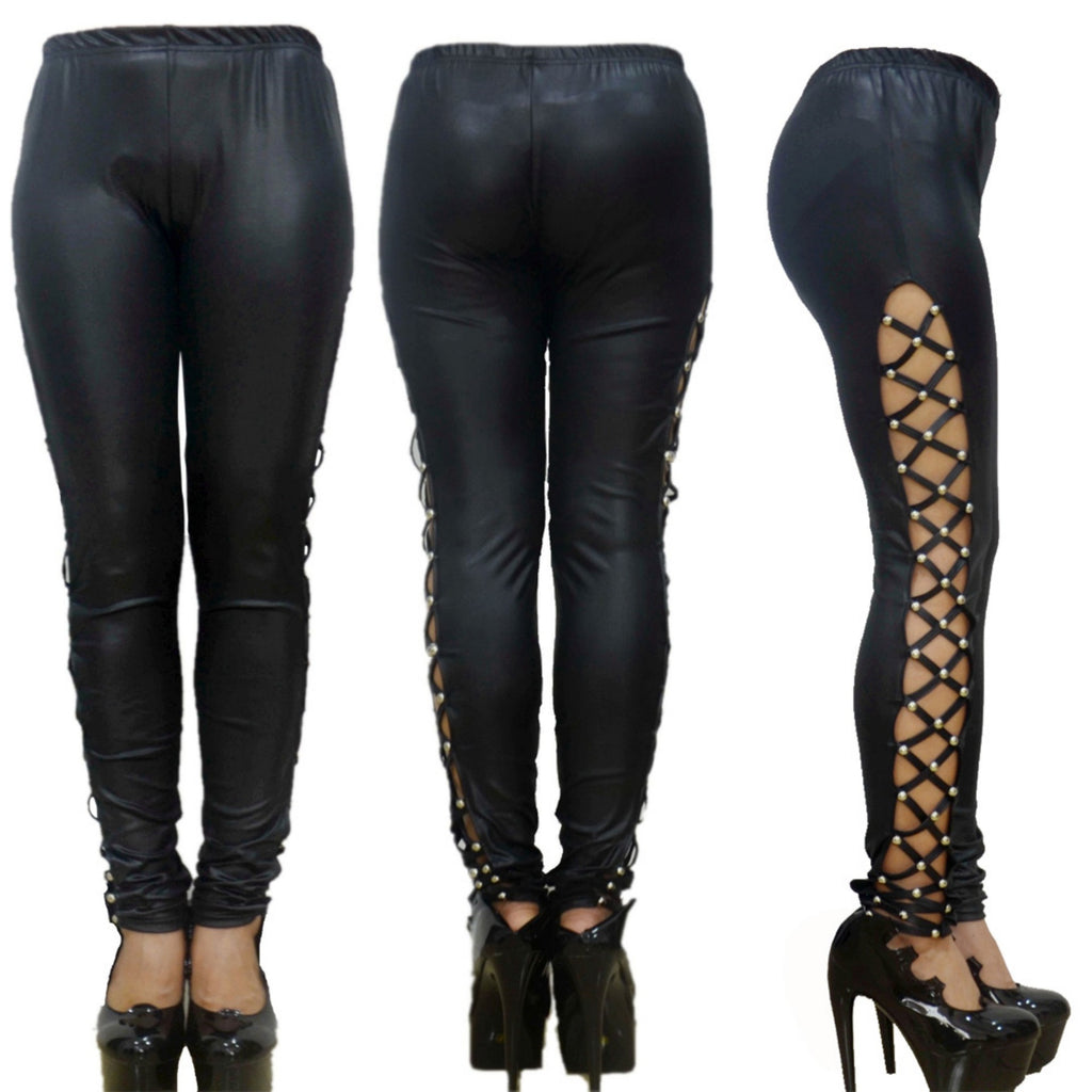 Kurze Leggings in Leder-Optik