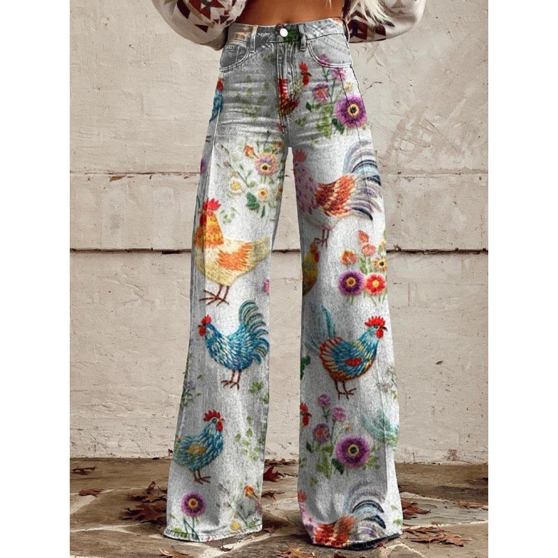 High-Waist Jeans mit weitem Bein & Print – Bild 2 | LuxeStyle