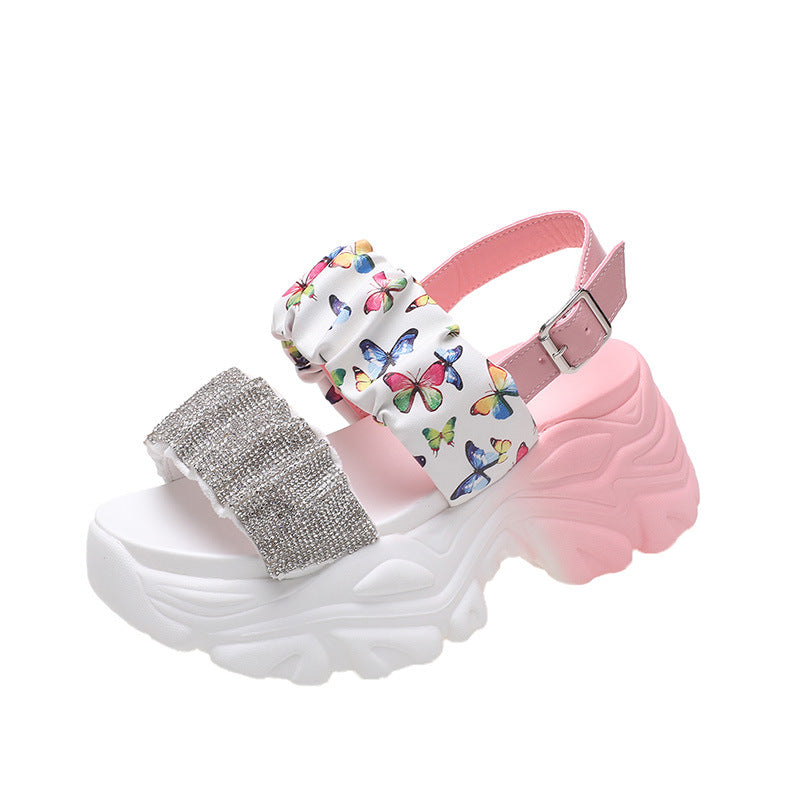 Gradient Platform Sandalen mit Riemen – weiss/blau/pink | LuxeStyle