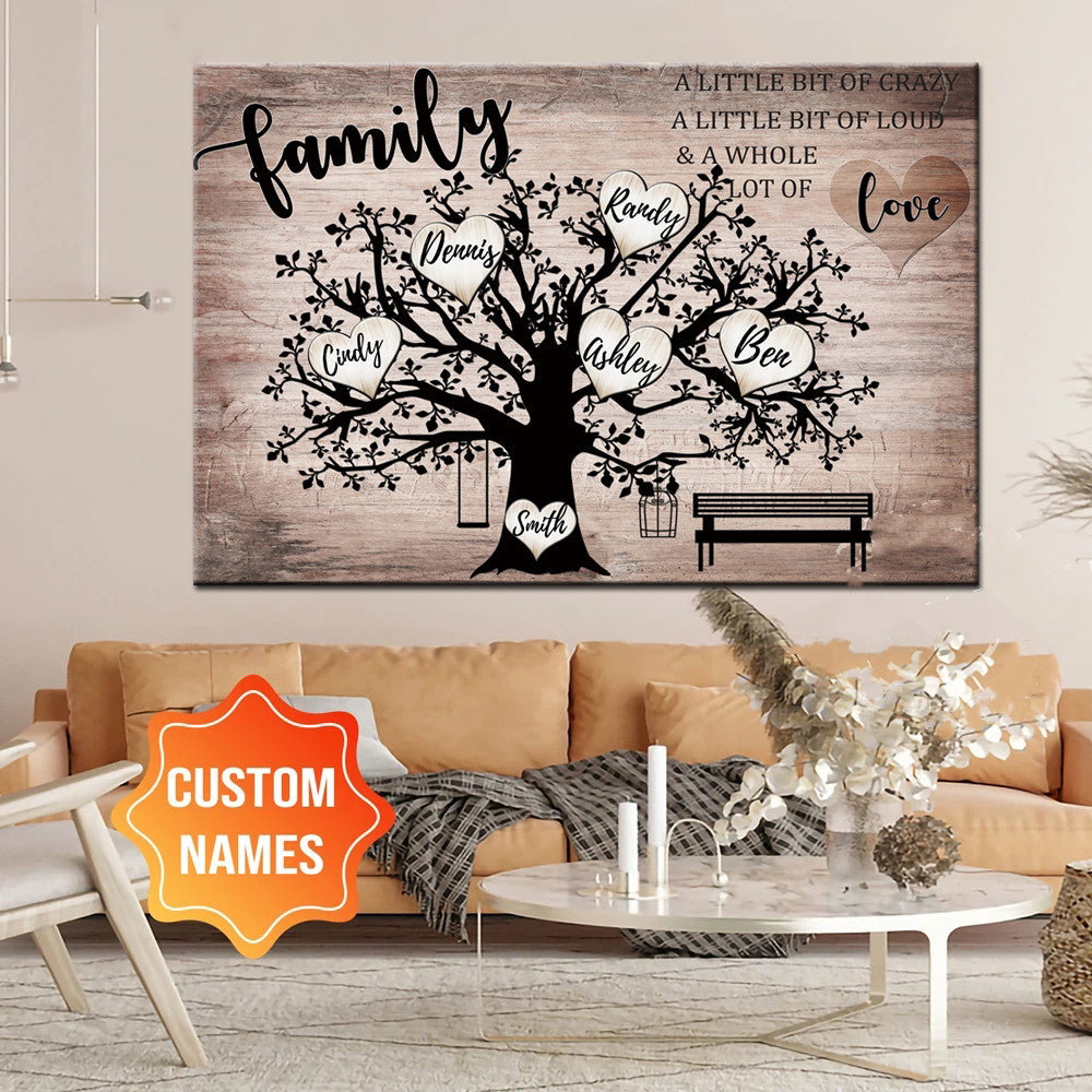 Familienstammbaum Leinwandbild mit Wunschnamen | LuxeStyle