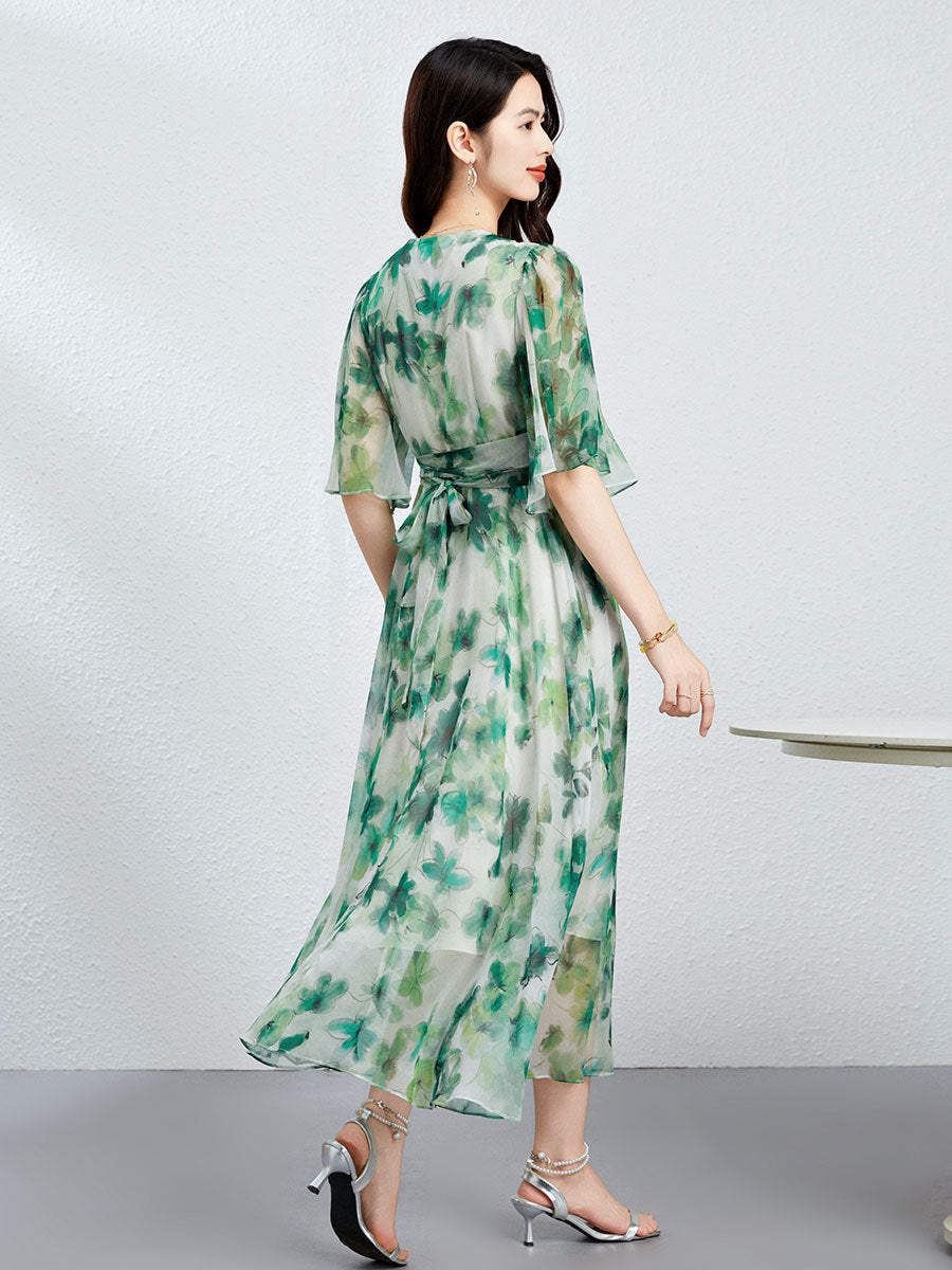 Elegantes V-Ausschnitt-Kleid mit Schnürung