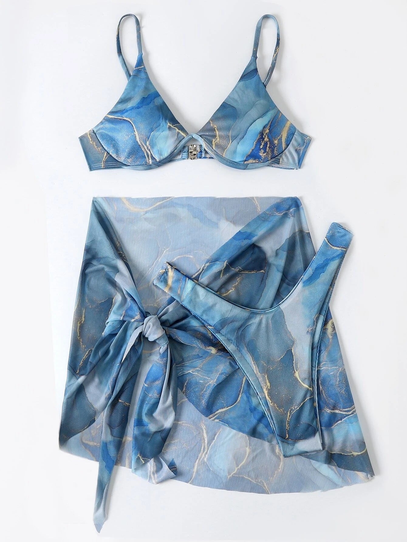 Marmor-Print 3-teiliger Bikini