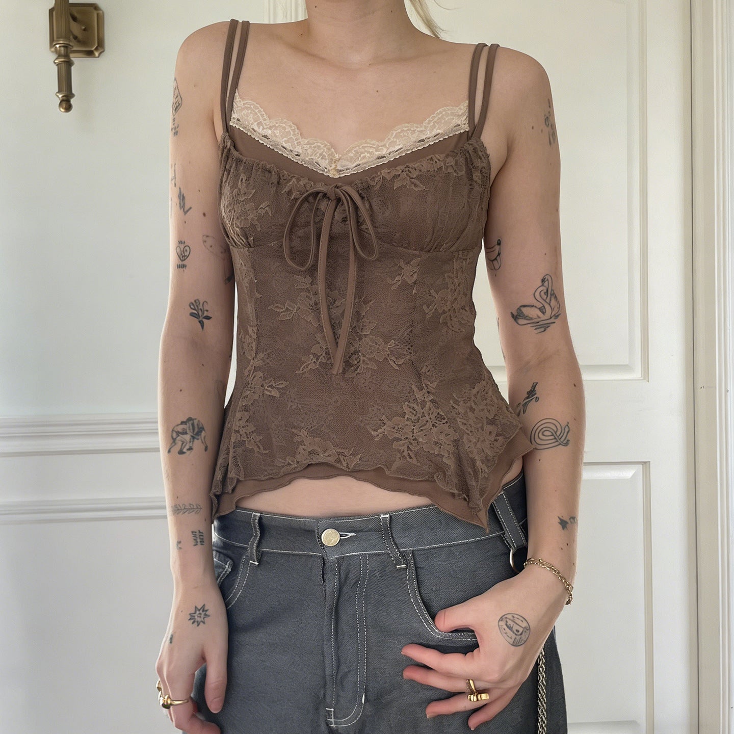 Retro-Spitzen-Patchwork-Camisole