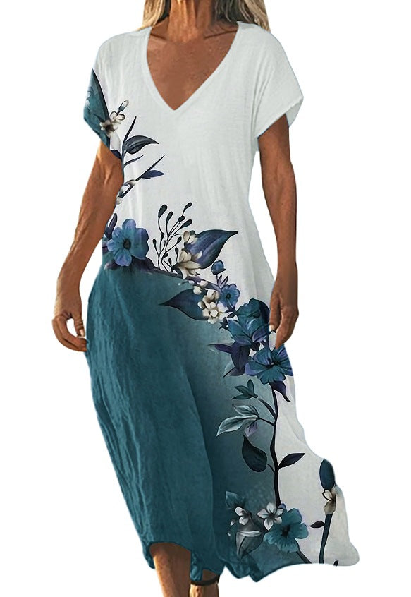 V-Ausschnitt Freizeitkleid Kurzarm