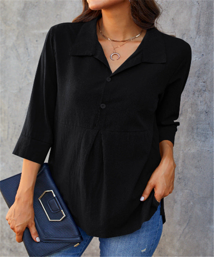 Damen-Shirt mit Reverskragen und Schlitz – Bild 5 | LuxeStyle